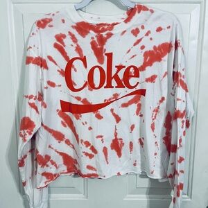 Coca Cola Red and White Tie-Dye Long Sleeve Tee